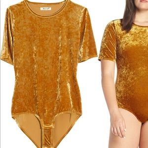 Madewell Crushed Velvet Short Sleeve Bodysuit